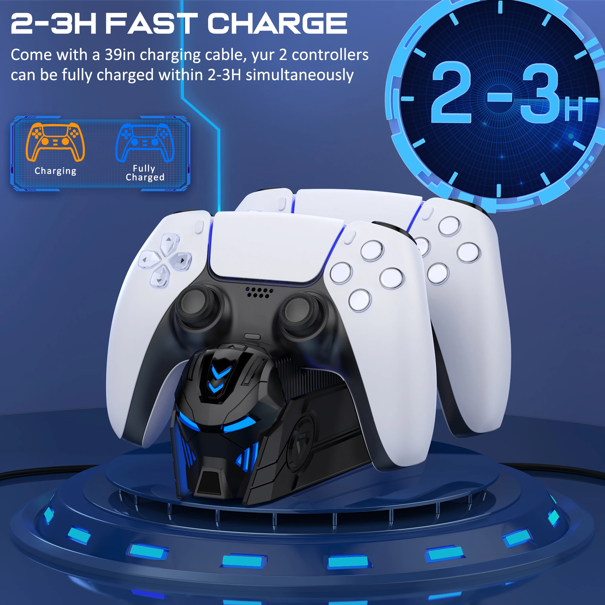 Dual Fast Charger for PS5 Wireless Controller Stand for Sony PlayStation 5 Gamepad DualSense, controller charger dock,controller charging base,controller charger
