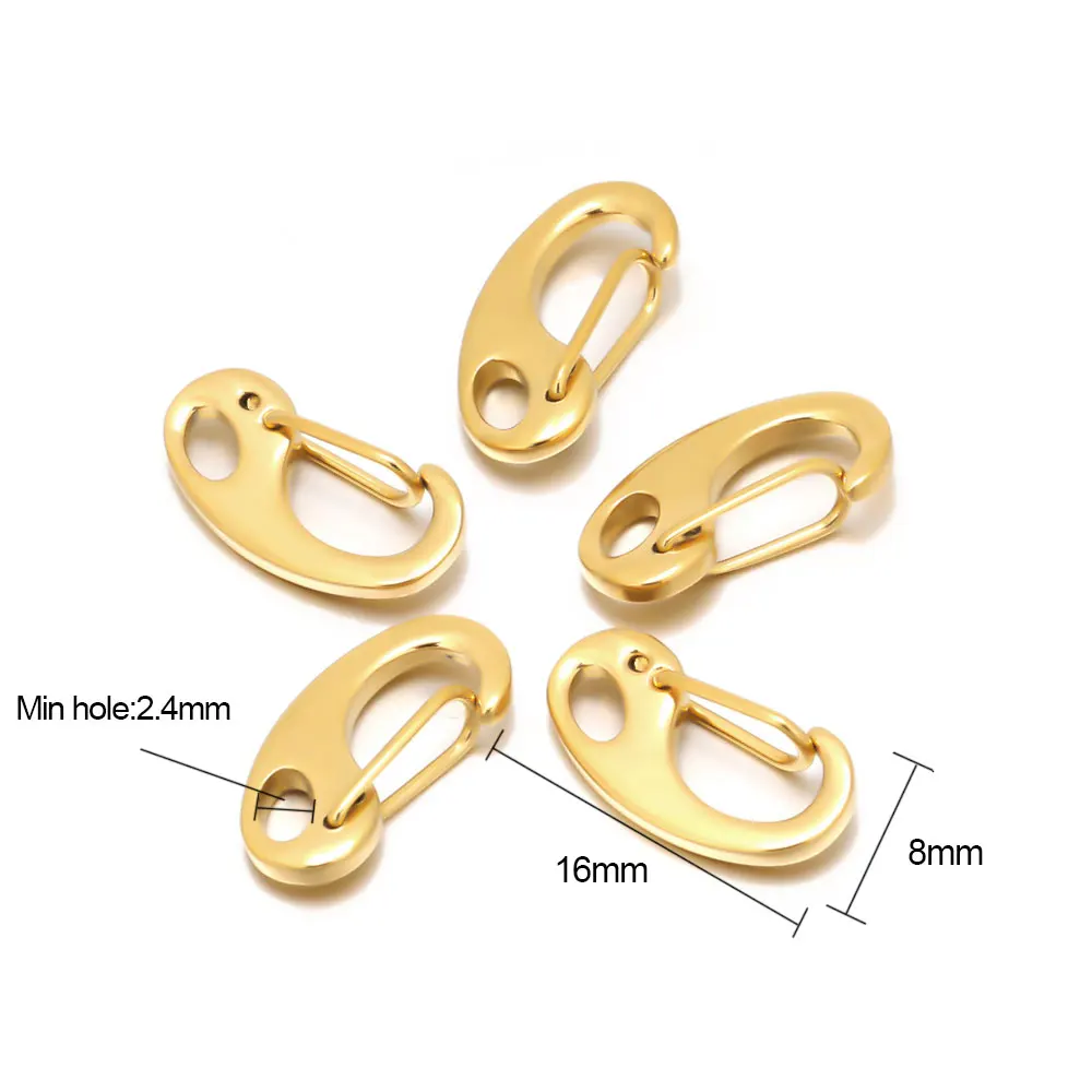 5Pcs Edelstahl D-förmigen Karabiner Halskette Ketten Haken Anschlüsse Teile für Schmuck Machen DIY Handwerk Erkenntnisse – Detail 4