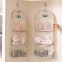 Multi-layer Storage Mesh Bag Save Space Large Capacity Panda Mesh Organizing Bag Wardrobe Hanging Multi-function 1