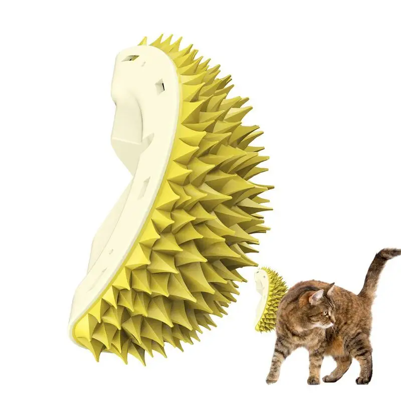 Cat Self Groomer Soft Cat Grooming Brush Durian Shape Cat Wall Scratcher Grooming Massage Cat Accessori Massaggiatore Giocattoli Per