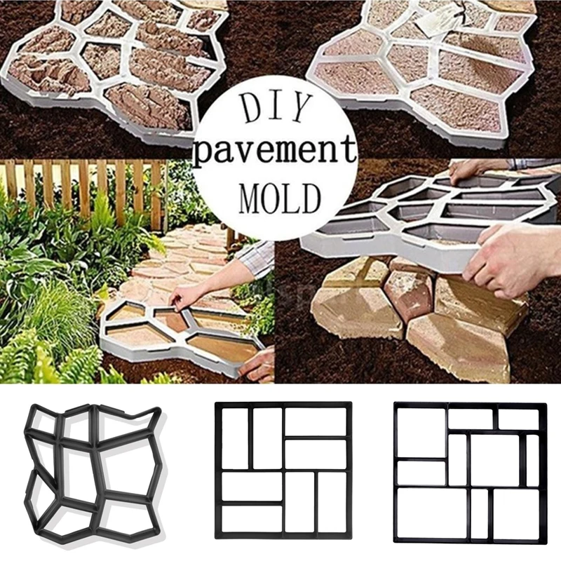 Garden Path Molds Garden Path Maker Mold Irregular Plastic DIY Pavement Mold Path Maker Paver Stone Brick Concrete Reusable Manually Paving