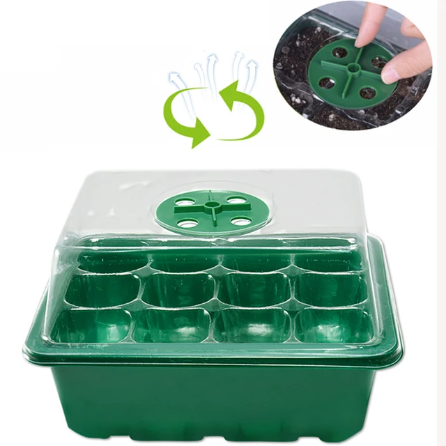 Cells Seed Starter Kit Növényi Magvak Grow Box Cseedling Tálcák Csírázási Doboz Kupolával És Alapja A Magok Növekedésének Indulásához
