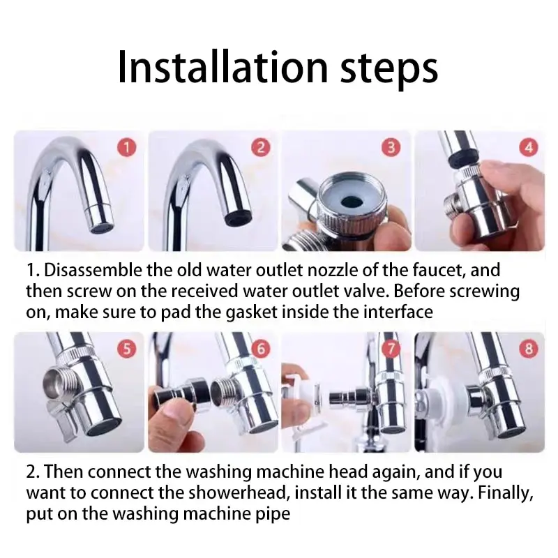 Faucet 1 in 2 Out Water Distributor Switch Shower Basin Faucet Diverter Valve External Washing Machine Water Pipe Switch Valve shower head diverter valve faucet valve