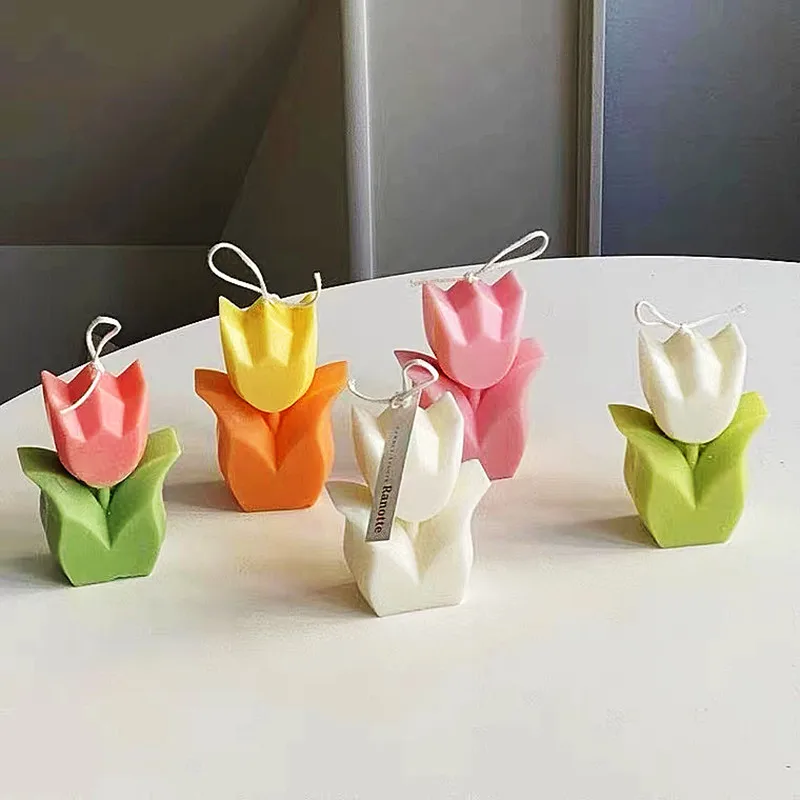 Flower Aromatherapy Candle Silicone Mold 3D Flower Shape Candle Mould DIY Tulip Mold Resin Soap