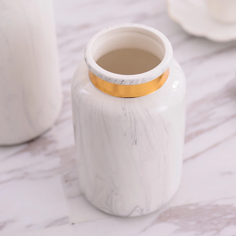 Ceramic Marble Patterned Vase, Creative Home Dining Table, Living Room, Bedroom, Office Decoration, Flower Arrangement Vase, 1Pc