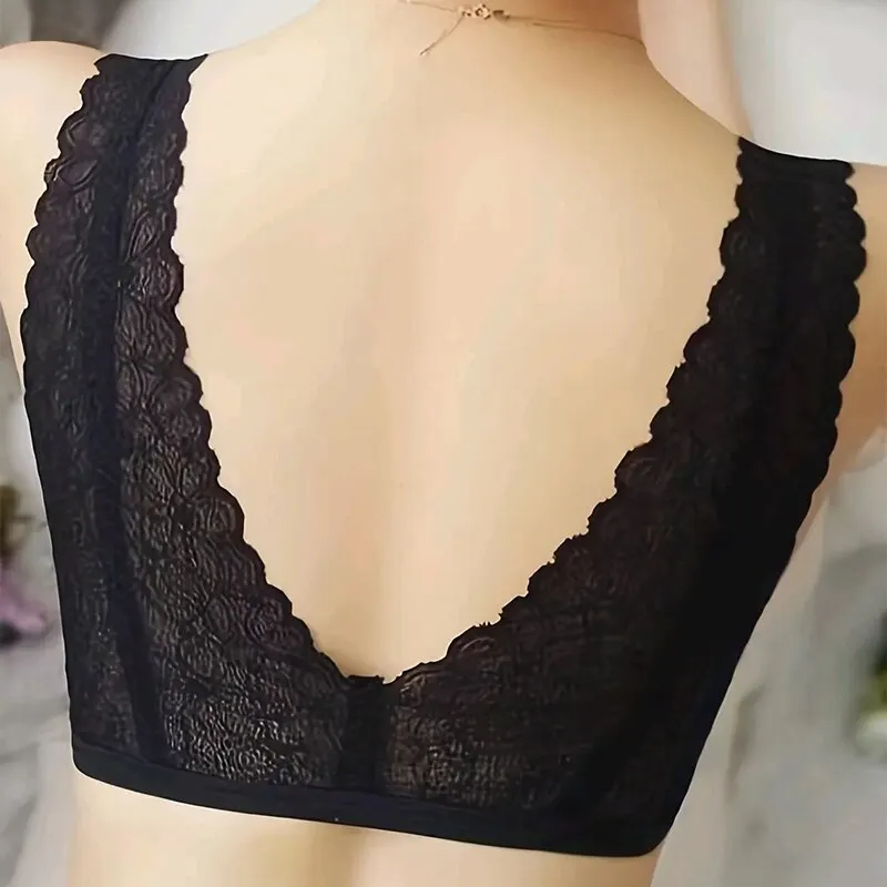 Women Lingerie Bra Front Button Camisole Underwear Lace Shoulder Strap Breathable V Neck Gather Up Soft Comfortabl Casual