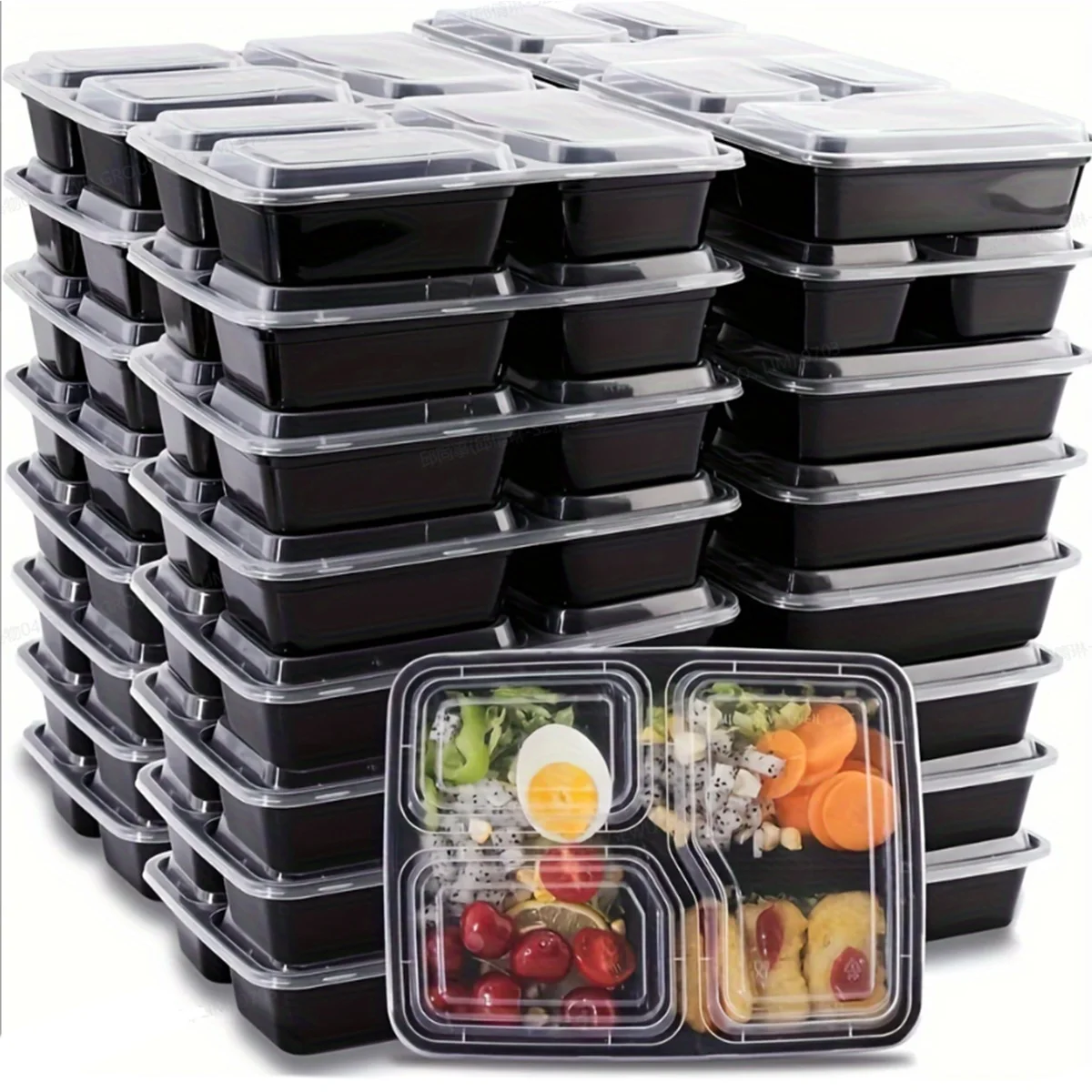 10PCS/Set Meal Preparation Container 3 Compartment Lunch Box 1 Compartment with Airtight Lid Microwave Heatable Food Container F