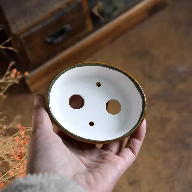 Porcelain Glazed Oval Bonsai Pot Small Vase Tradition Chinese Kiln Transmutation Dormitory Room Table Garden Decoration flower pot flower vase