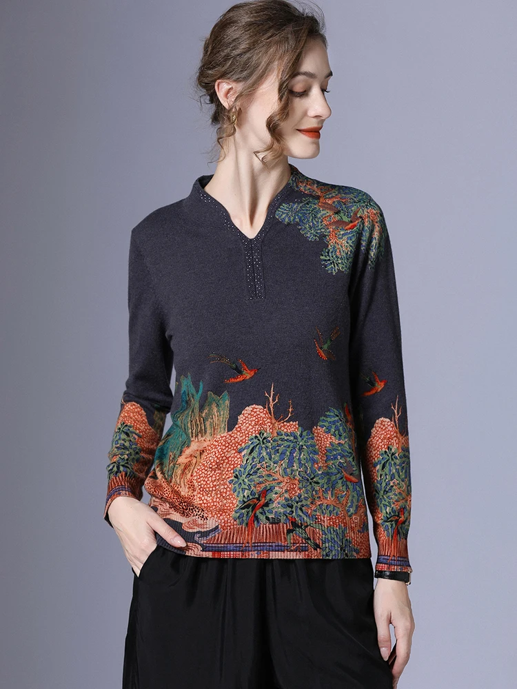 

Fall Winter Clothes Sueters De Mujer Printed Wool Tops Warm Long Sleeve Korean Fashion Y2k Clothes Pullover Knit Women's Sweater