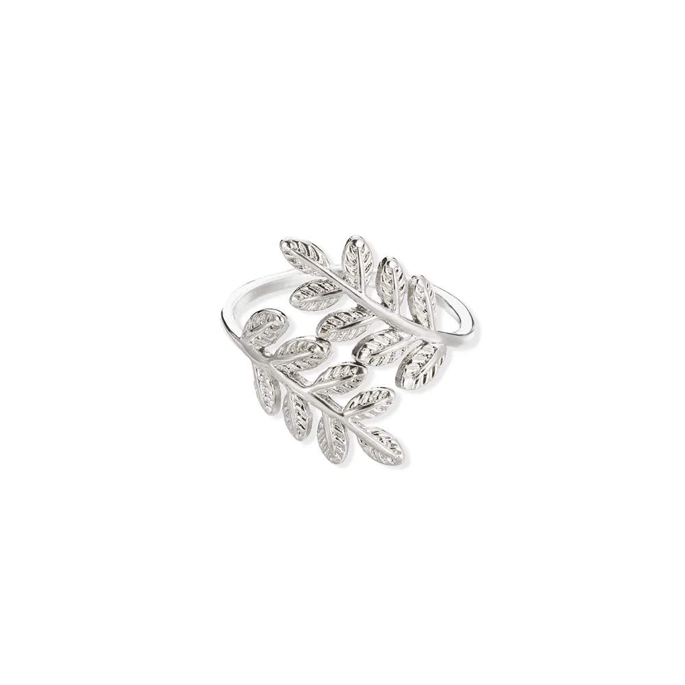 Retro-Blätterringe für Damen, offener Edelstahlring, Trend 2024, klassischer Statement-Schmuck, eleganter Schmuck_voghion.com