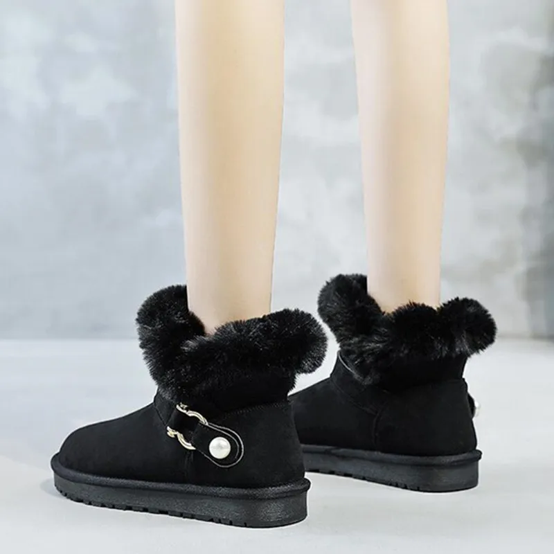 

Comfortable Snow Boots for Women In The Autumn Winter of 2023 New Belt Buckle Plush Warm Woolen Women's Thick Soled Short Boots