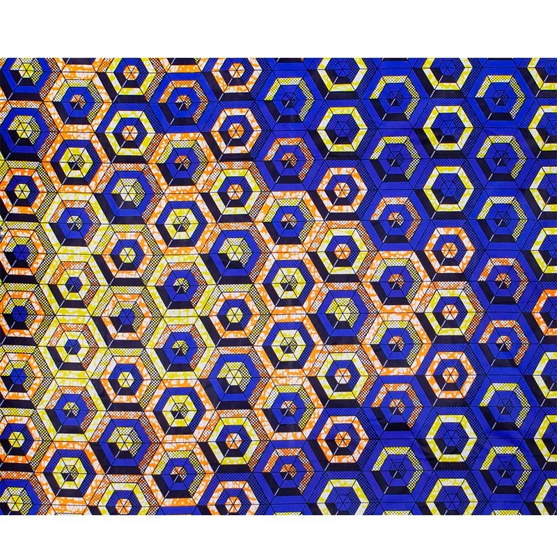 6 Yards/lot African Fabric Blue Pattern Polyester Material for Handwoking Sewing Women Dress Cloth Ankara Wax Fabrics