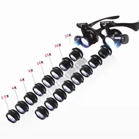 2.5X 4X 6X 8X 10X 15X 20X 25X Multi-Power Double LED Lights Magnifier Eye Glasses Watch Repair Loupe Jeweler Magnifying Glass 1