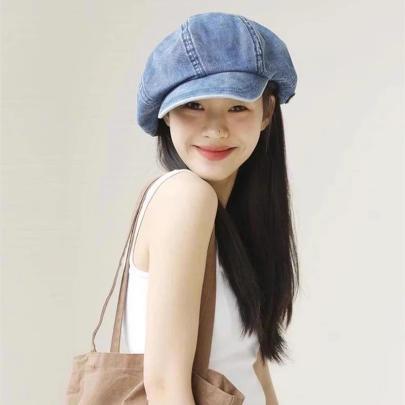 Hot Sale Spring And Summer Denim Beret For Women Elegant Artistic Painter Hat Korean Style Fashion Berets Cap Casual Ladies Caps_mkmklike.com