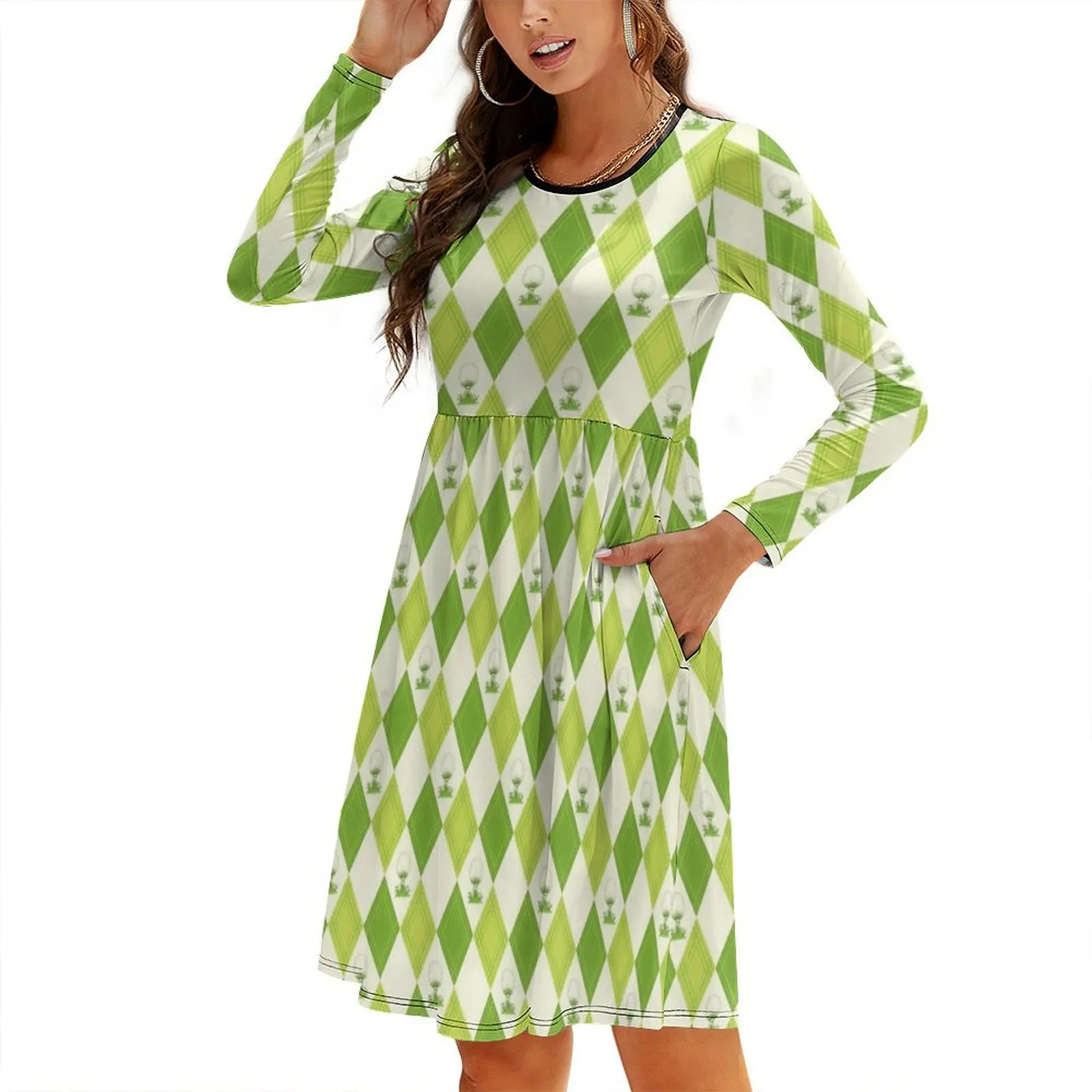 

Golf pattern 10 Round Neck Baggy Dress summer dress women 2024 Dress for girls summer dresses ladies 2024 Woman clothes