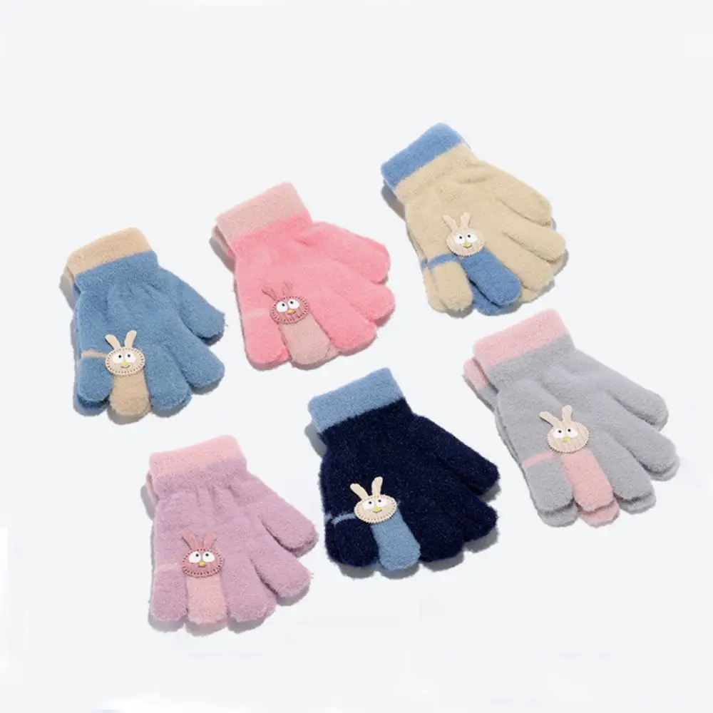 High Quality Cute Winter Gloves Warm Unisex Rabbit Gloves Five Finger Gloves for 2-6 Years Old Boys and Girls
