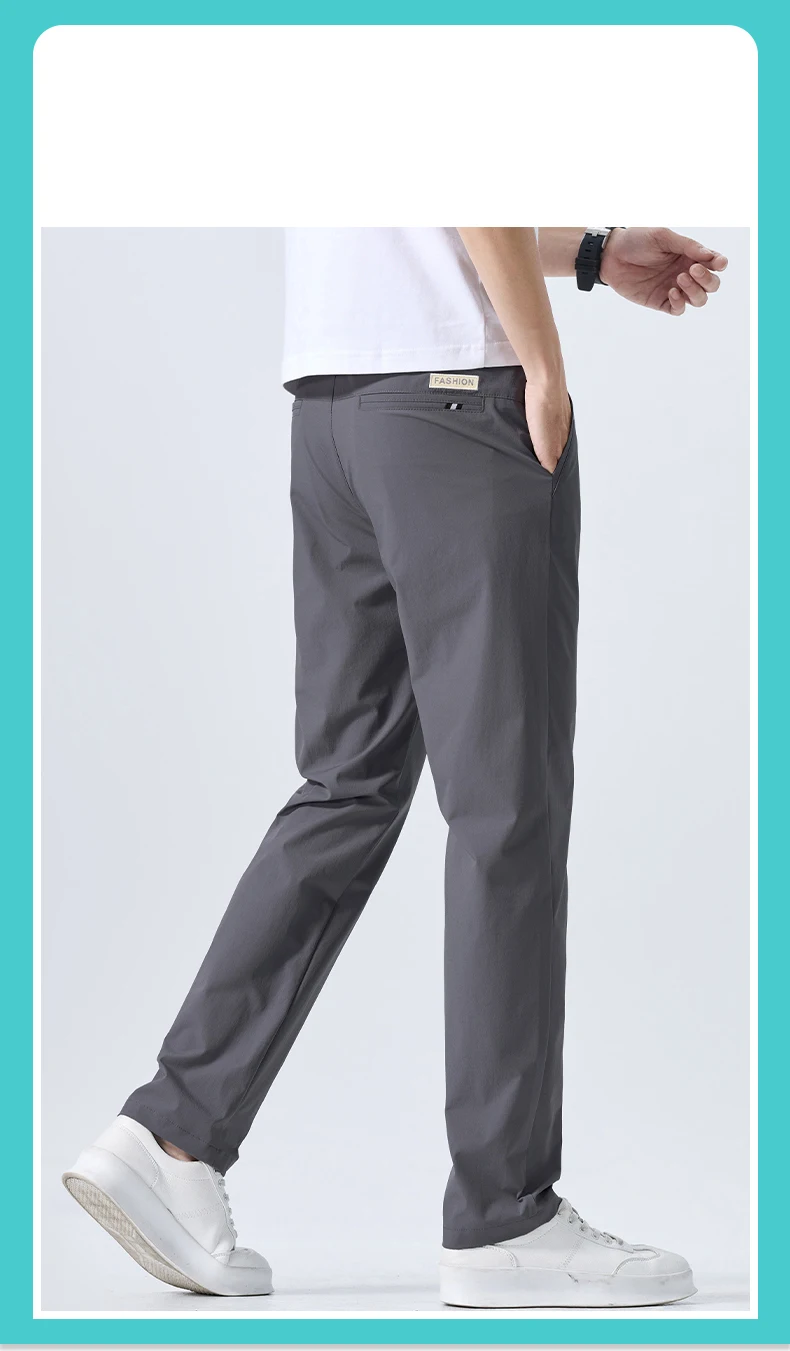Stretch Weiche Hosen für Männer Sommer Dünne Elastische Taille Business-Mode Koreanische Dünne Beiläufige Formale Hosen Männliche Marke Kleidung – Detail 3