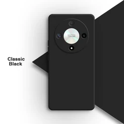 Minimalist Liquid Silicone Phone Case - Soft Square Design with Enhanced Protection for Honor X9c (Classic Black)