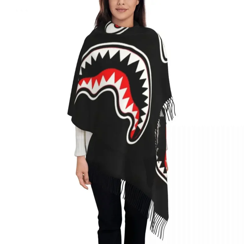 

Custom Printed Shark Teeth Scarf Men Women Winter Warm Scarves Camouflage Shawl Wrap