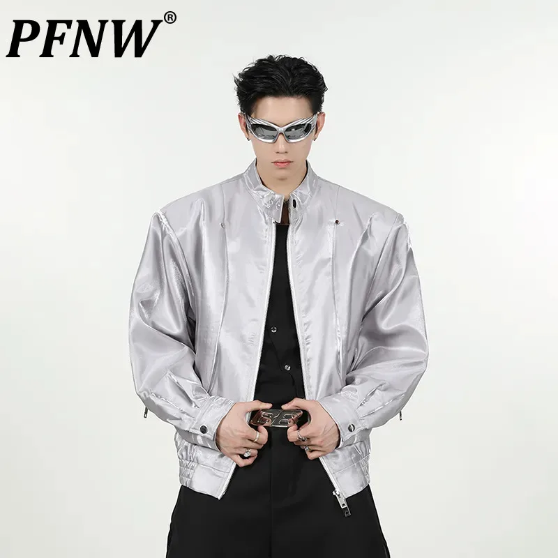 

PFNW Men's Niche Deconstruction Punk Segmentation Design High Sense Shoulder Pad Jacket Autumn Winter Tide Liquid Coat 12Z4858