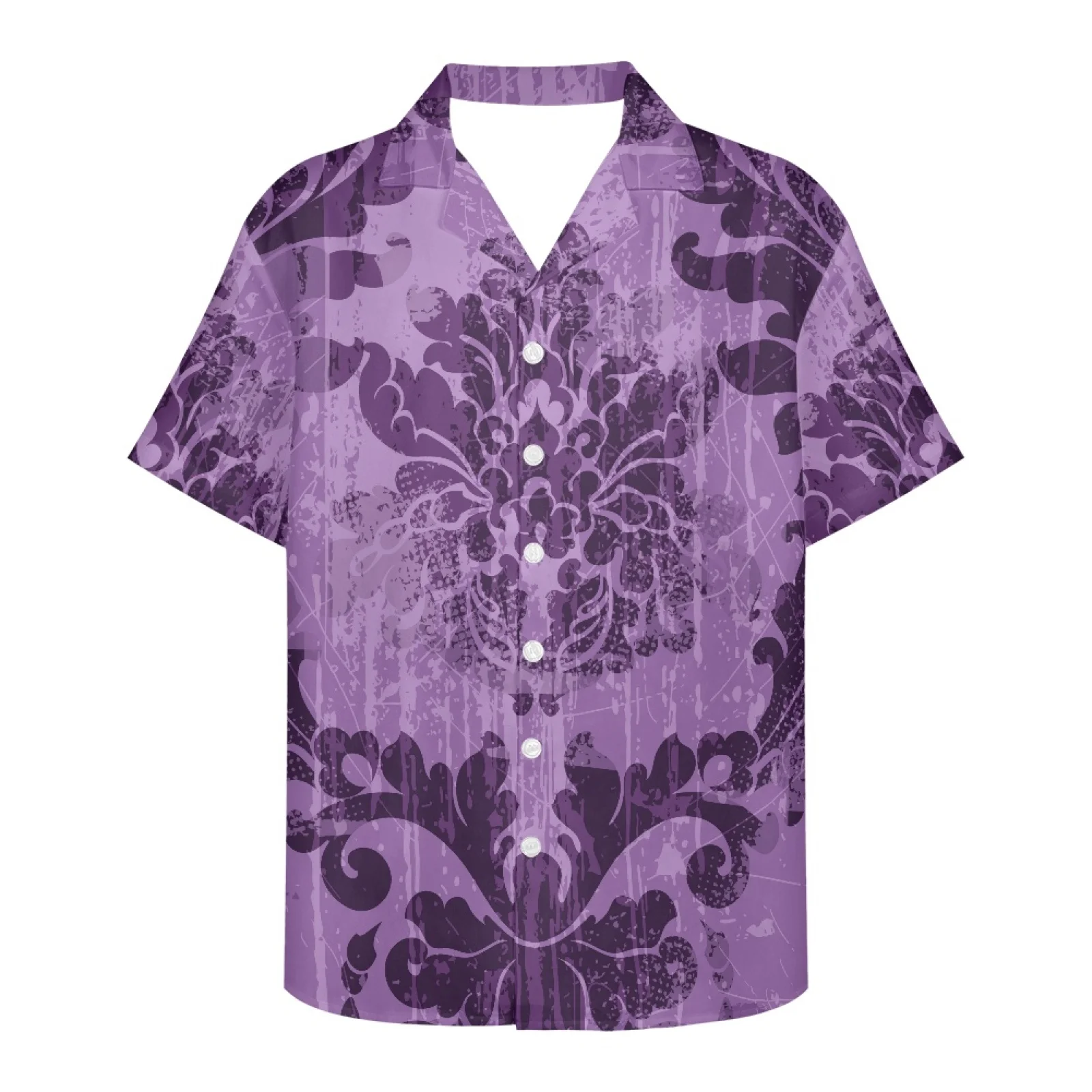 

Модная мужская Гавайская летняя рубашка в европейском стиле с рисунком рококо, пляжные Гавайские узоры с короткими рукавами и цветочным принтом для мужчин