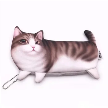 New 3D Simulate Cat Pencil Bag Large Capacity Lovely Cartoon Pen Cases Receive Bags Schoolgirl Cloth Art School Stationery