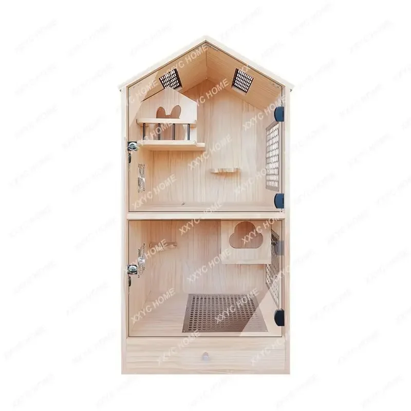 Chinchilla cabinet cage, nest solid wood special winter nest large villa pet air conditioner cabinet cage