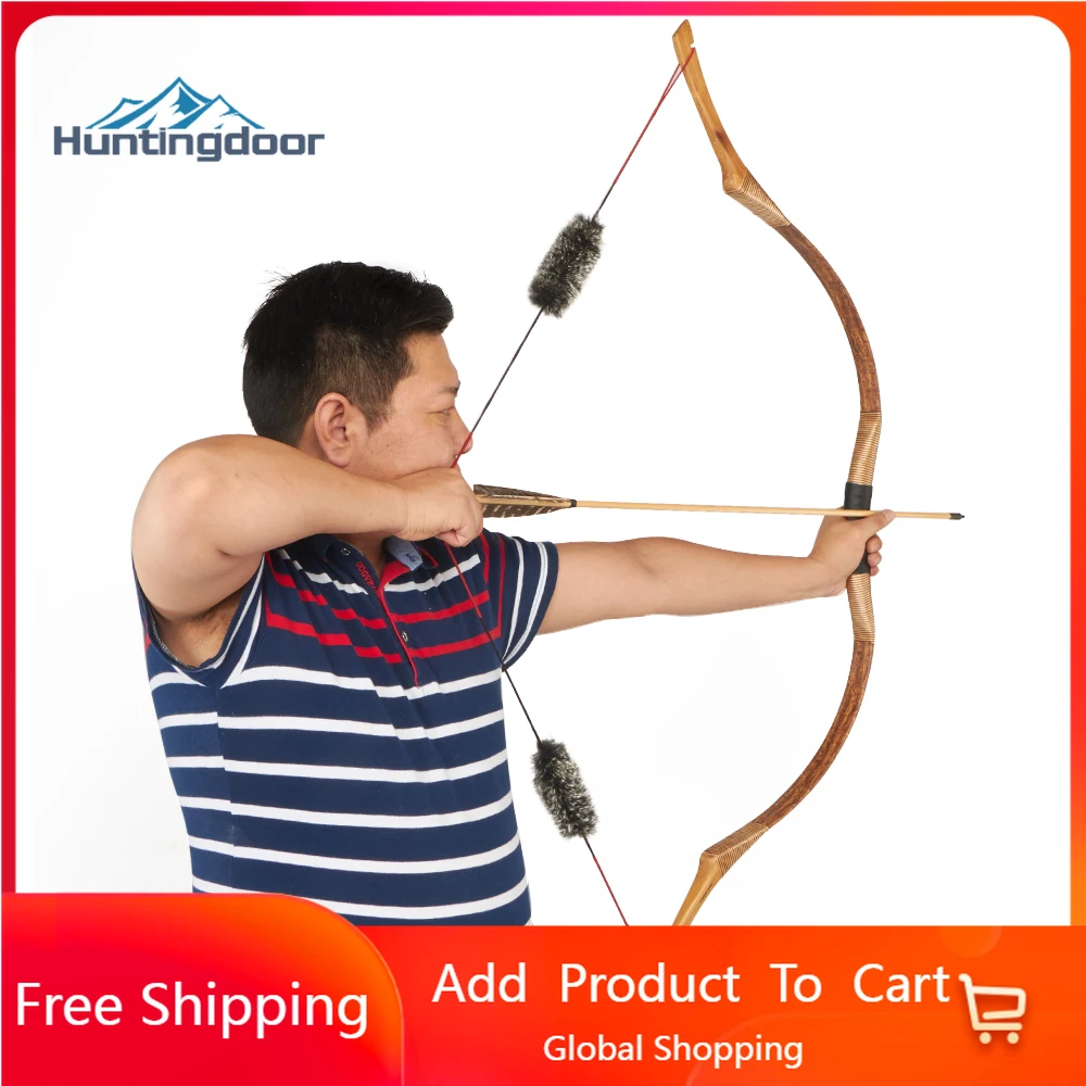 Huntingdoor Traditional Recurve Bow Archery Hunting Handmade Longbow