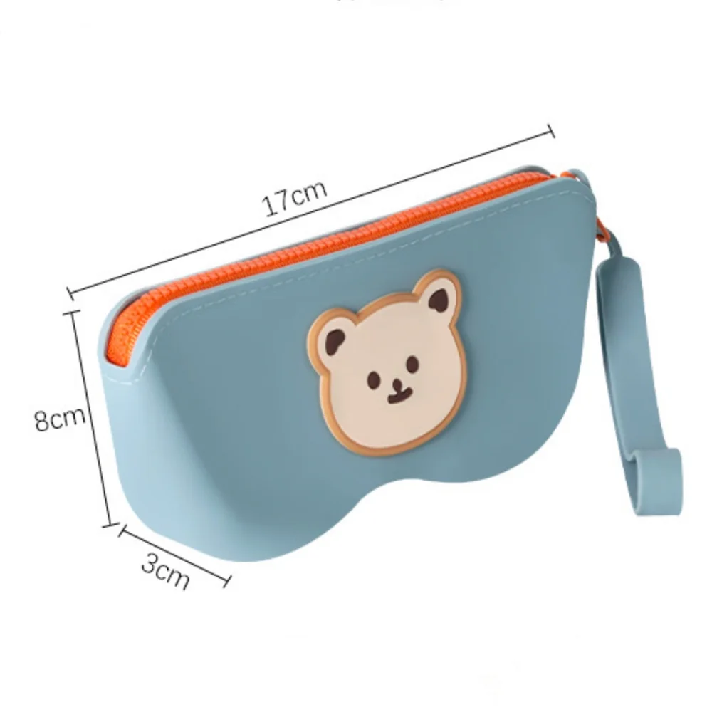 Silicone Glasses Bag with Wrist Rope Cartoon Bear Sun Glasses Case Portable Sunglasses Protective Cover Travel Storage Bag
