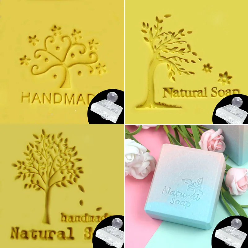 Customized Custom Soap Stamp Mold Sealing Seals For Diy Handmade Soap Making Supplies Tools Plants Tree Flower Pattern
