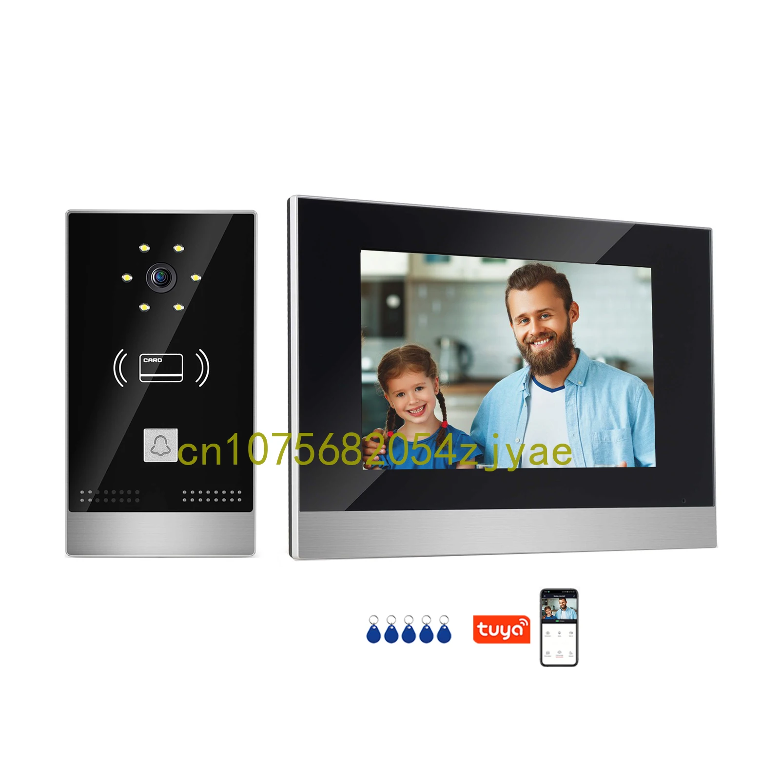

Видеодомофон Tuya 1080P, система внутренней связи, 7-дюймовый монитор с HD-экраном, функция ночного видения, домофон с камерой для виллы