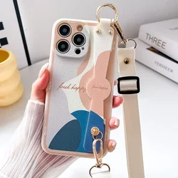 Silicone Abstract Crossbody Phone Holder with Neck and Wrist Strap - iPhone 16 Pro (XG09XW)
