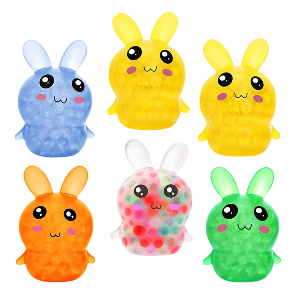 

6pcs Portable Squeeze Toys Easter Rabbit Shaped Stress Toys Interesting Pressure Toys Playing Supply