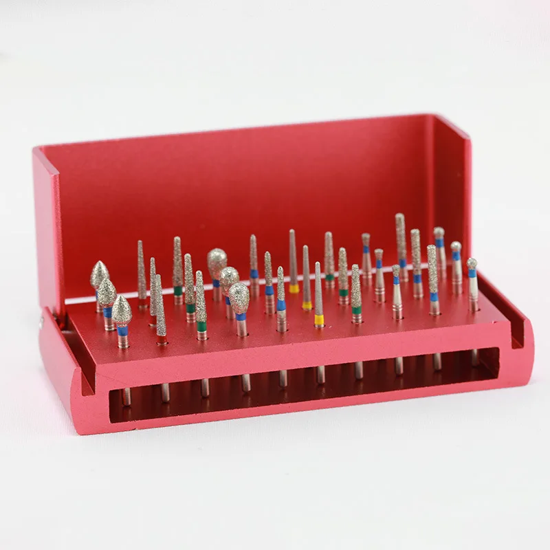 PIORPOY Dental Diamond Burs 30Pcs/Set for High Speed Handpiece Burs 1.6MM Handpiece Turbine+Burs Placement Box Dental Dropship