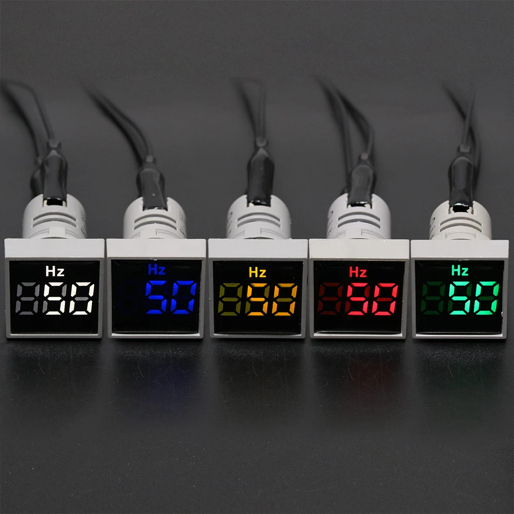 22mm Square Digital Display Electricity Hertz meter Measuring Range 0-100 Hz Frequency Meter Indicator Signal Light Combo Tester frequency counter tester frequency meter