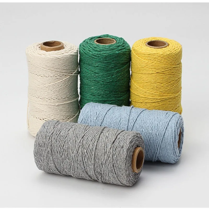 Cotton Rope Macrame Cord 2mm100M Macrame Cord Cotton Rope String Crafts DIY Colored Thread Cord Twisted Twine Handmade Sewing Home Wedding Decoration