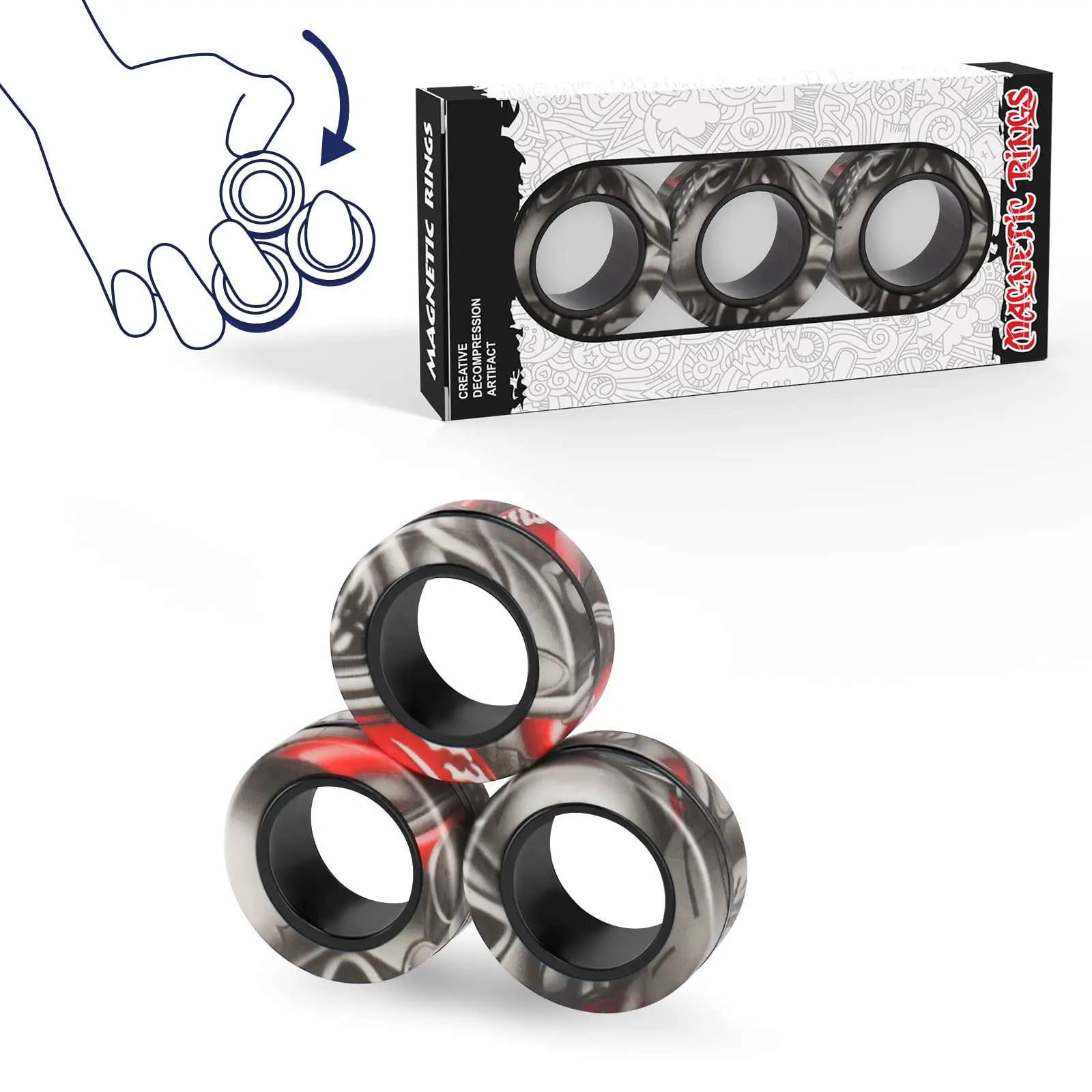 JA-RU Roller Magnetic Rings Fidget Toy 18 Rings in 6 India | Ubuy