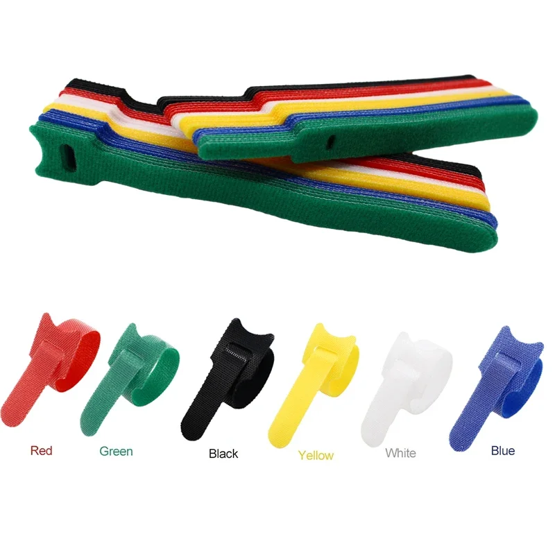 Releasable Cable Ties Colored Plastics Reusable Nylon Loop Wrap Zip Bundle Ties T-type Tie Wire 10/30/50/100PCS