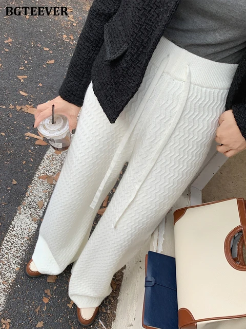 Knitted Trousers Winter Wide, Knitted Pants Women