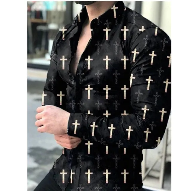 Autumn Men's Printed Hawaii Casual Shirts 2021 Brand Streetwear Men's Clothing Cardigan High-End Long Sleeve Dress Shirt CS-973