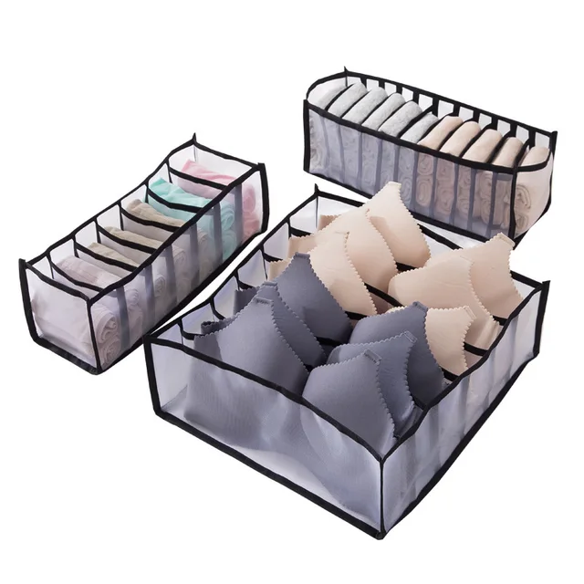 7/11 Rekesz Otthoni Összecsukható Fehérnemű Tároló Doboz Nylon Szervező Kollégiumi Melltartó, Lélegző Hálózsák Szervezése - Image 6