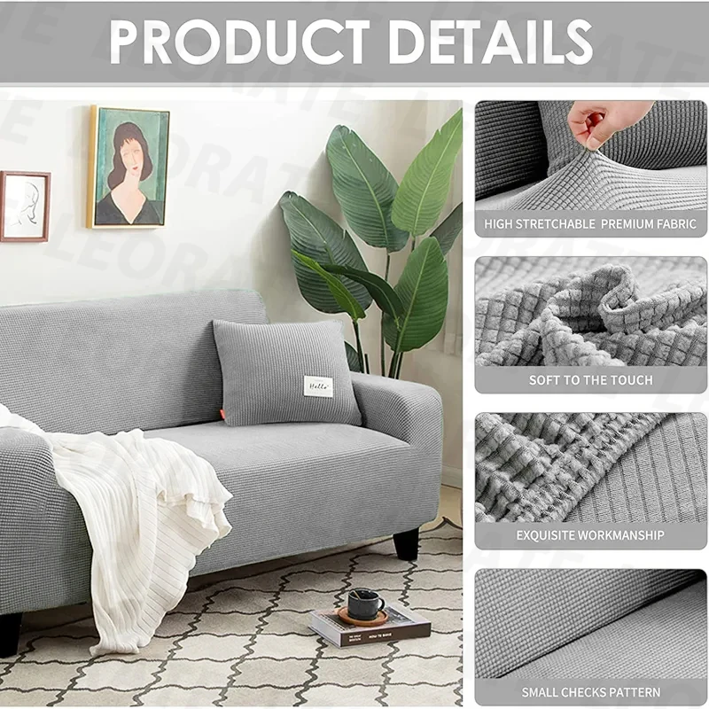 Elastic Sofa Cover, Non -slip Jacquard Sofa Pad,Plaid Fabric Sofa Mat, Sofa Cushion For All Seasons, Sofa Covers For Living Room 4