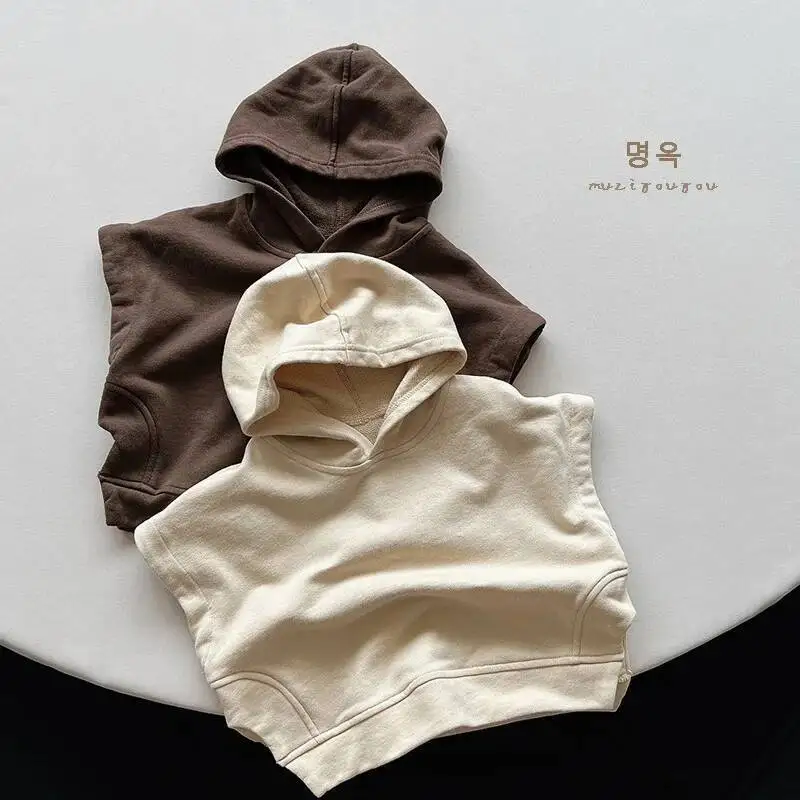 Frühling Herbst Kinder Weste 1-8y Jungen Baumwolle Kapuze Pullover Westen täglich Tanktops Kleinkind Oberbekleidung Kinder kleidung neu – Detail 2