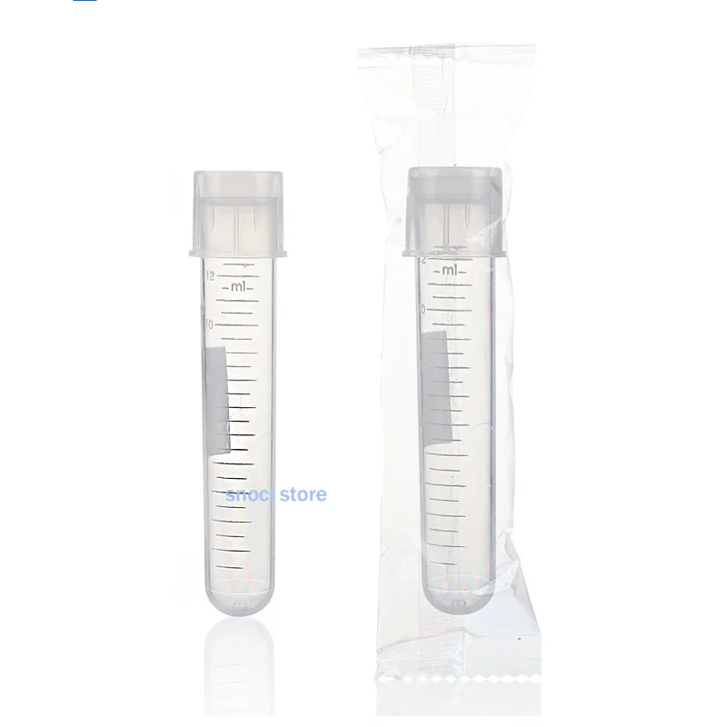 100Pcs Plastic test tube Laboratory Supplies Sample Plastic Centrifuge Tube Test Tube Laboratory Container Lid culture tube 12ml