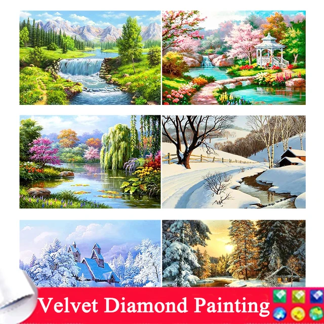 Velvet Canvas AB Diamond Painting Landscape 5D DIY Diamond Embroidery  Flower Bird Mosaic Pictures Cross Stitch Kits Home Decor - AliExpress