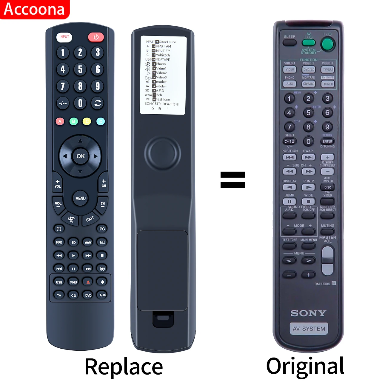 Controle Remoto Rm-u305 para Sony Str-de475 Str-de375 Str-de675 av Sistema