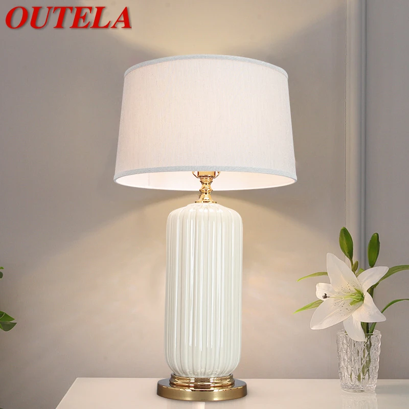 OUTELA Contemporary Table Lamp LED Creative Ceramics Vintage Desk Light For Home Living Room Bedroom Bedside Decor 1