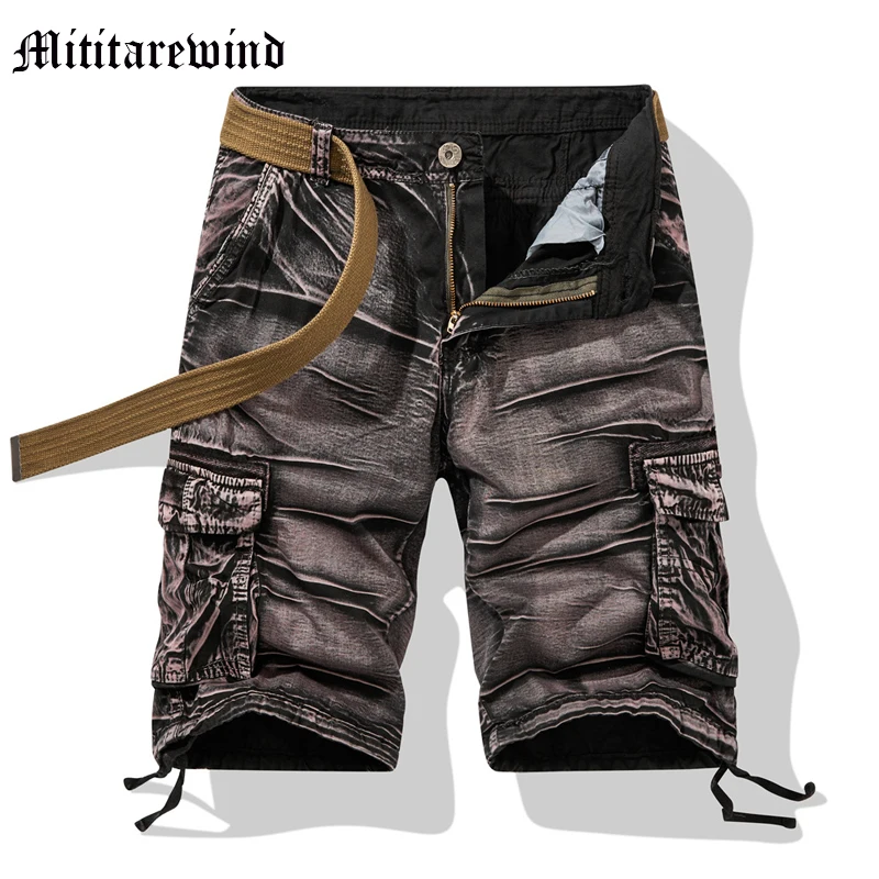 

Summer Men's Cargo Style Shorts Loose Oversize Pure Cotton Distressed 4 Color Male Clothing Versatile Hip Hop Streetwear Fashion
