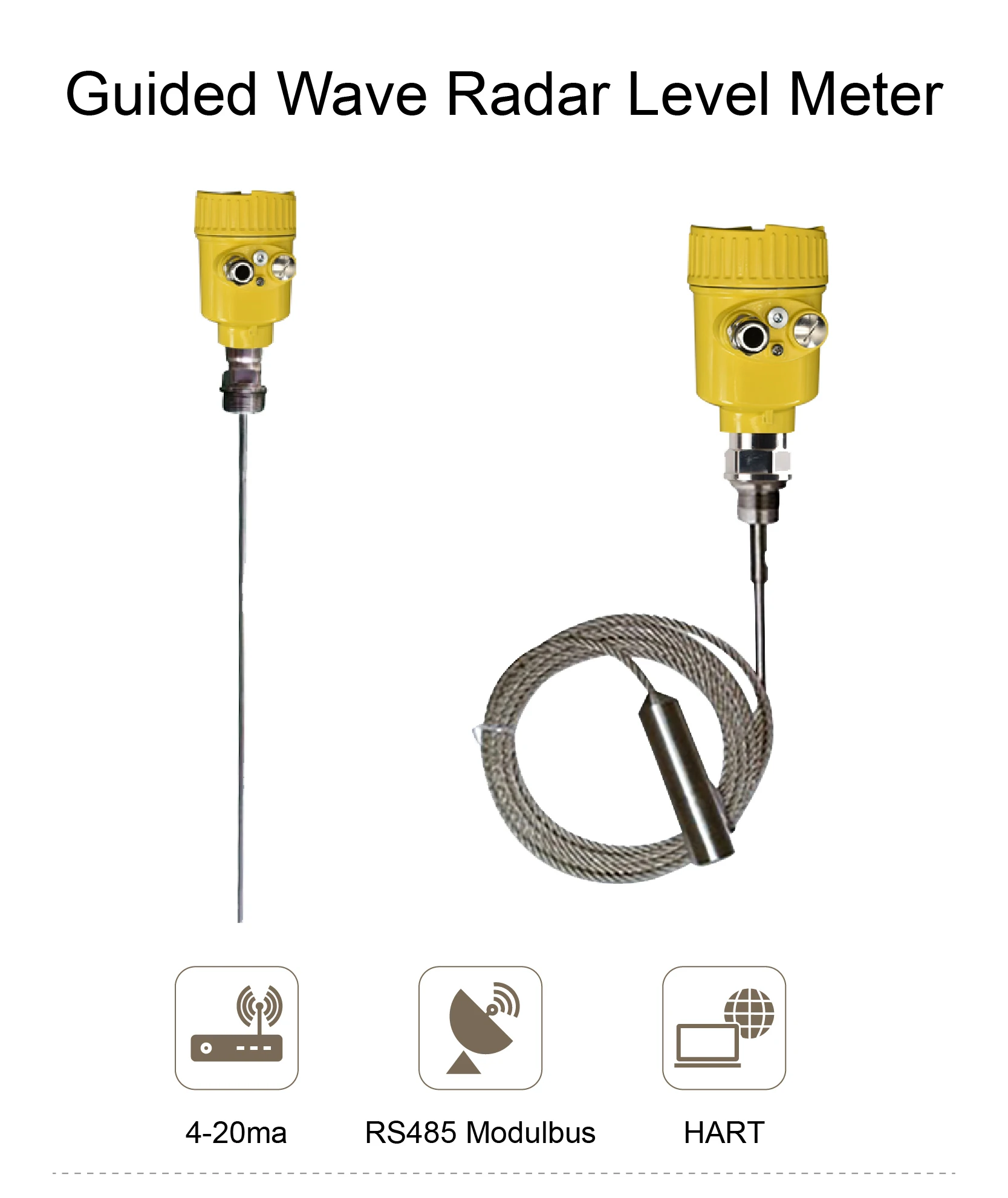Guided Wave Radar Level Transmitter DC24V 4-20mA for Wastewater Underground Chem