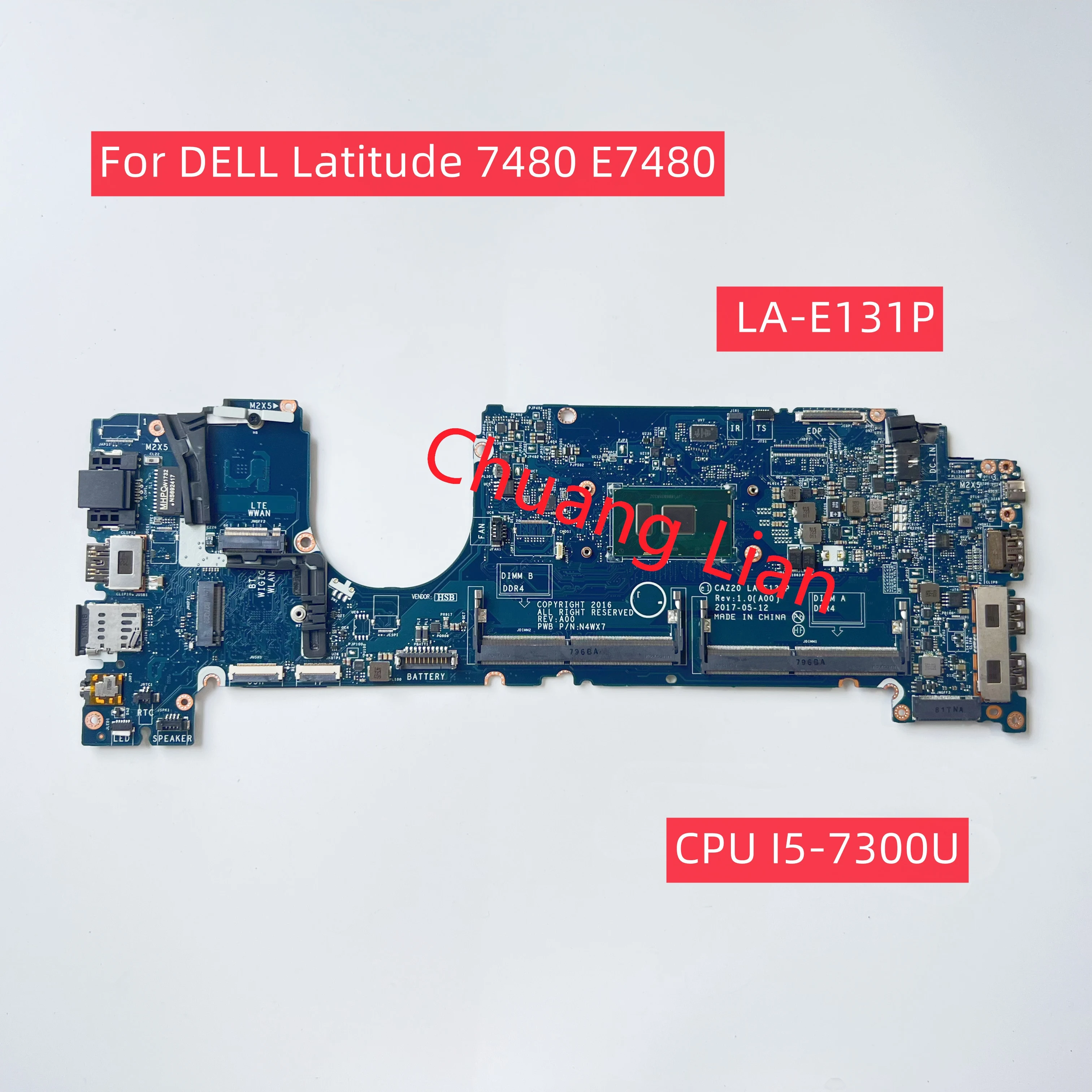 CAZ20 LA E131P For DELL Latitude 7480 E7480 Laptop Motherboard With I5 caz20-la-e131p-for-dell-latitude-7480-e7480-laptop-motherboard-with-i5